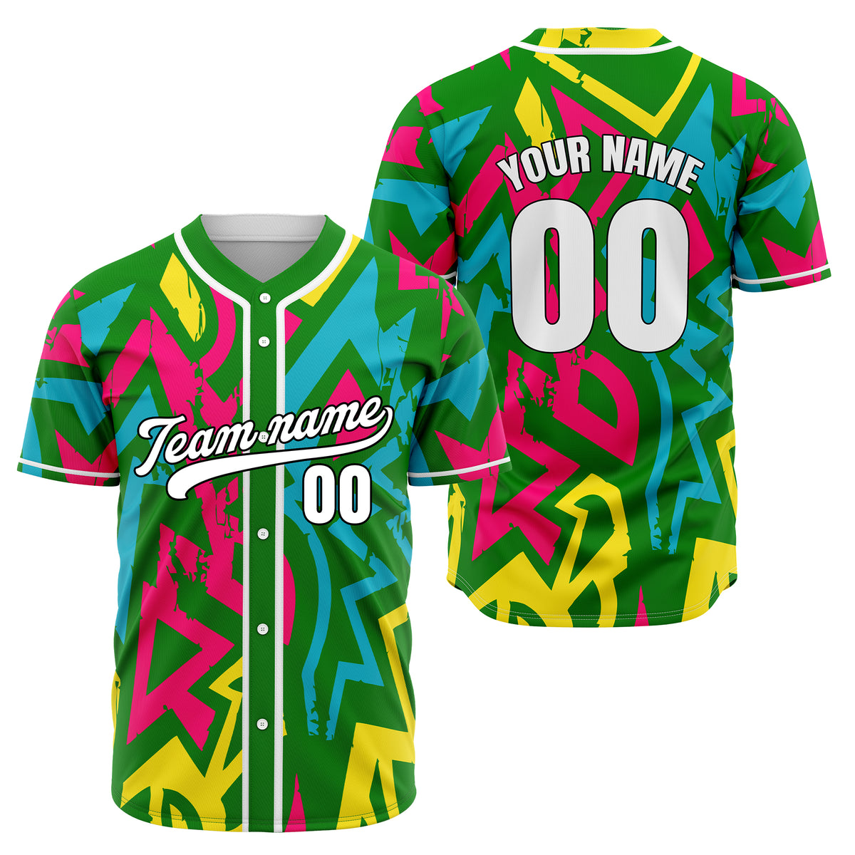 Custom Splash Green Baseball Sports Jersey Personalized Uniform with Name &amp; Number