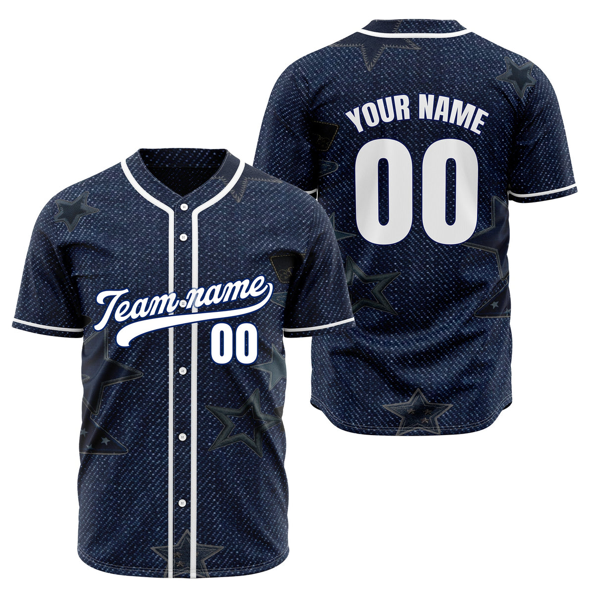 Custom Indigo Classic Denim Baseball Sports Jersey Personalized Uniform with Name &amp; Number