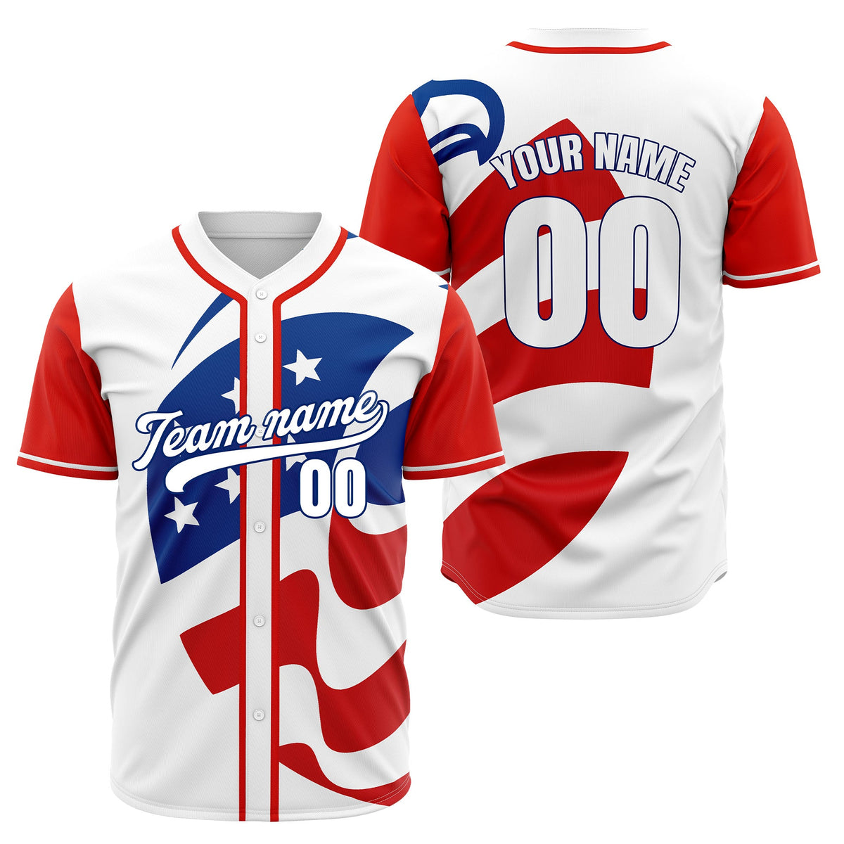 Custom Patriot Stripes Baseball Sports Jersey Personalized Uniform with Name &amp; Number