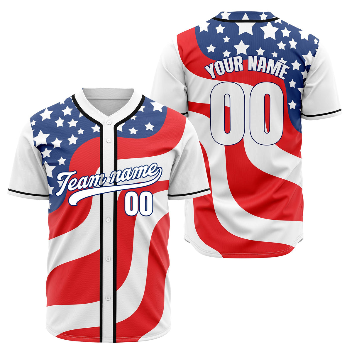 Custom Patriot Spirit Baseball Sports Jersey Personalized Uniform with Name &amp; Number
