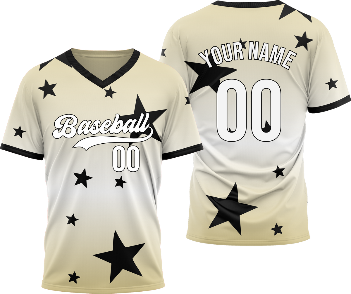Custom Starfall Gradient Baseball Khaki Sports Jersey Personalized Uniform with Name &amp; Number