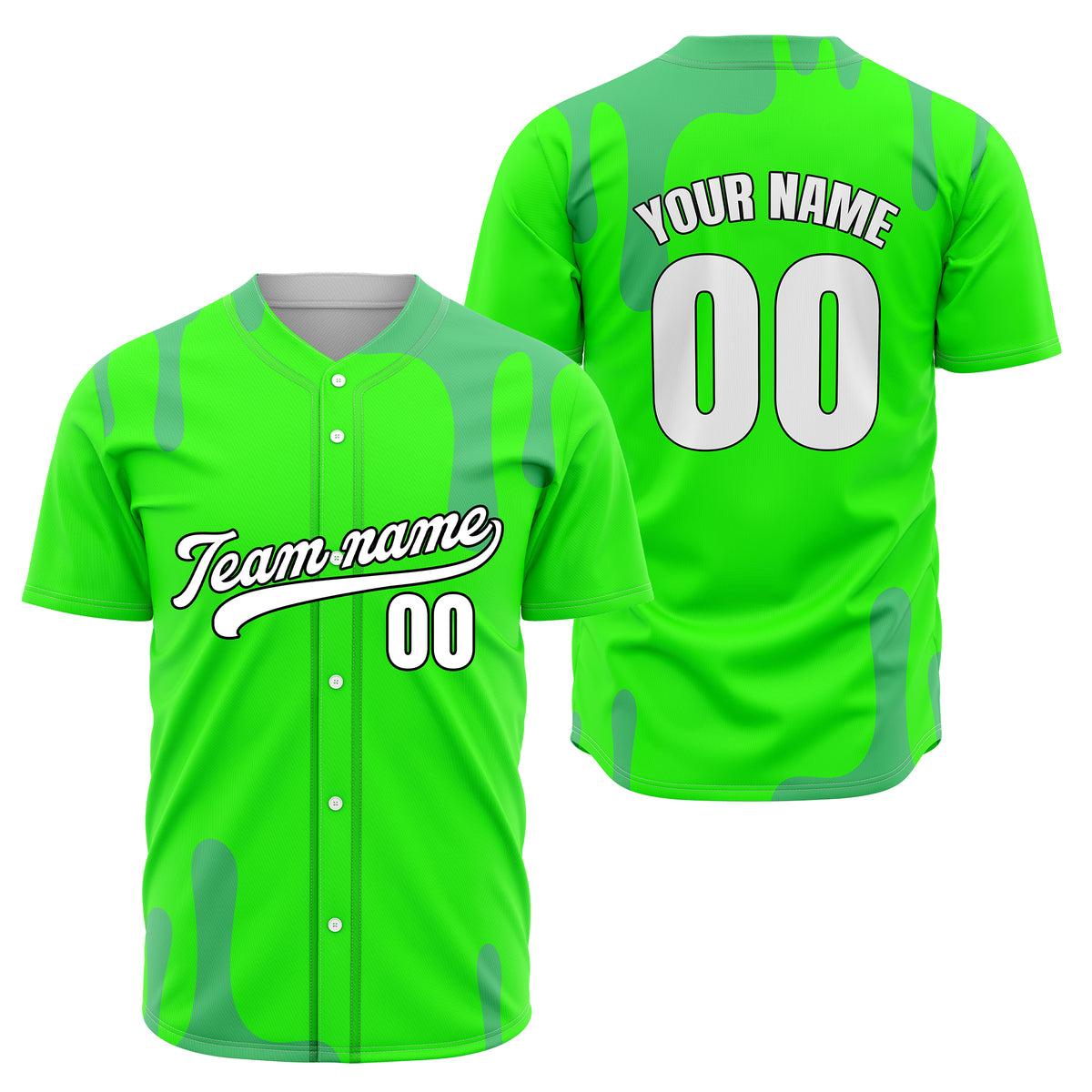 Custom Ink Dripline Neon Green Sports Jersey Personalized Uniform with Name &amp; Number