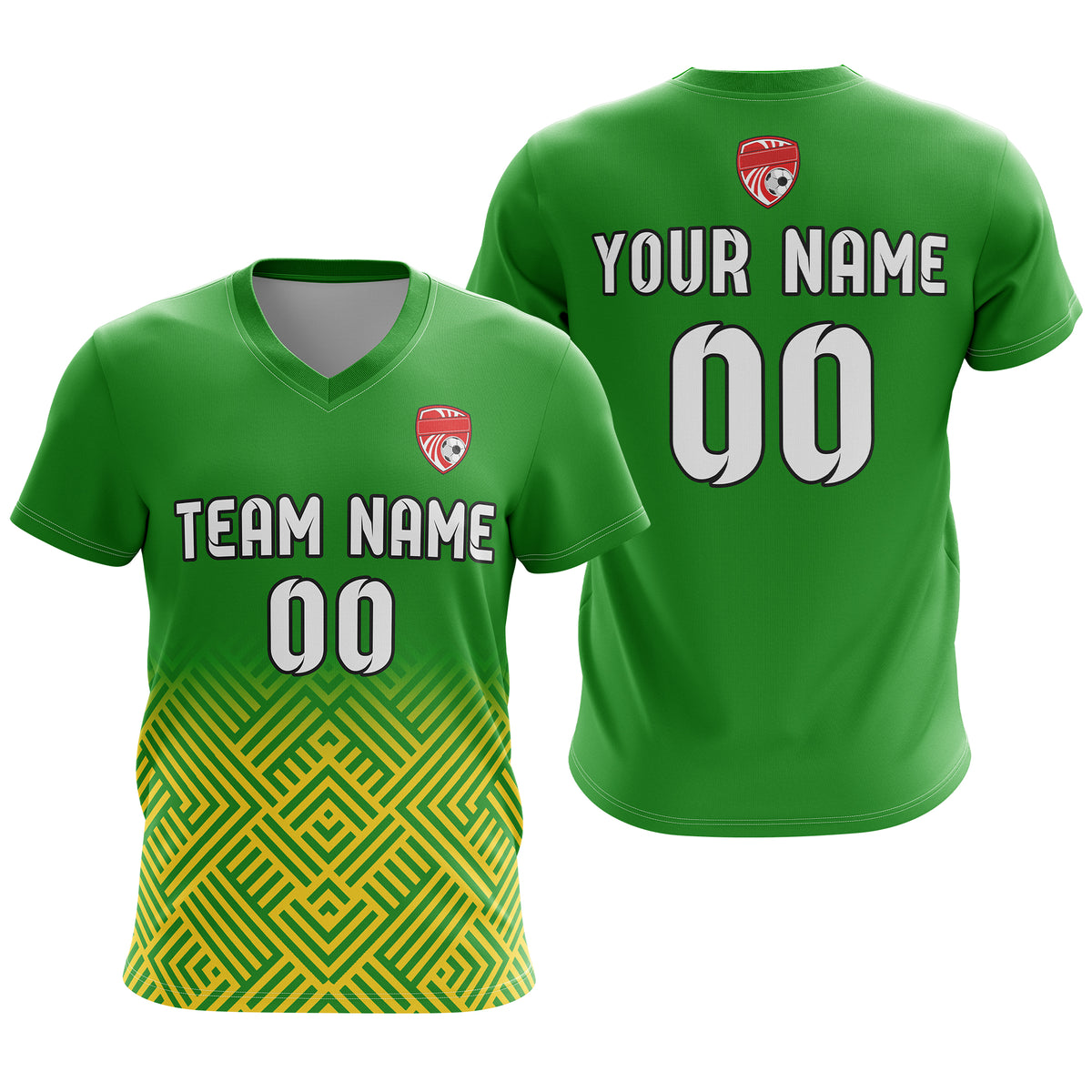 Custom Shadow Line V-Side Pattern Green Soccer sport Tops Jersey