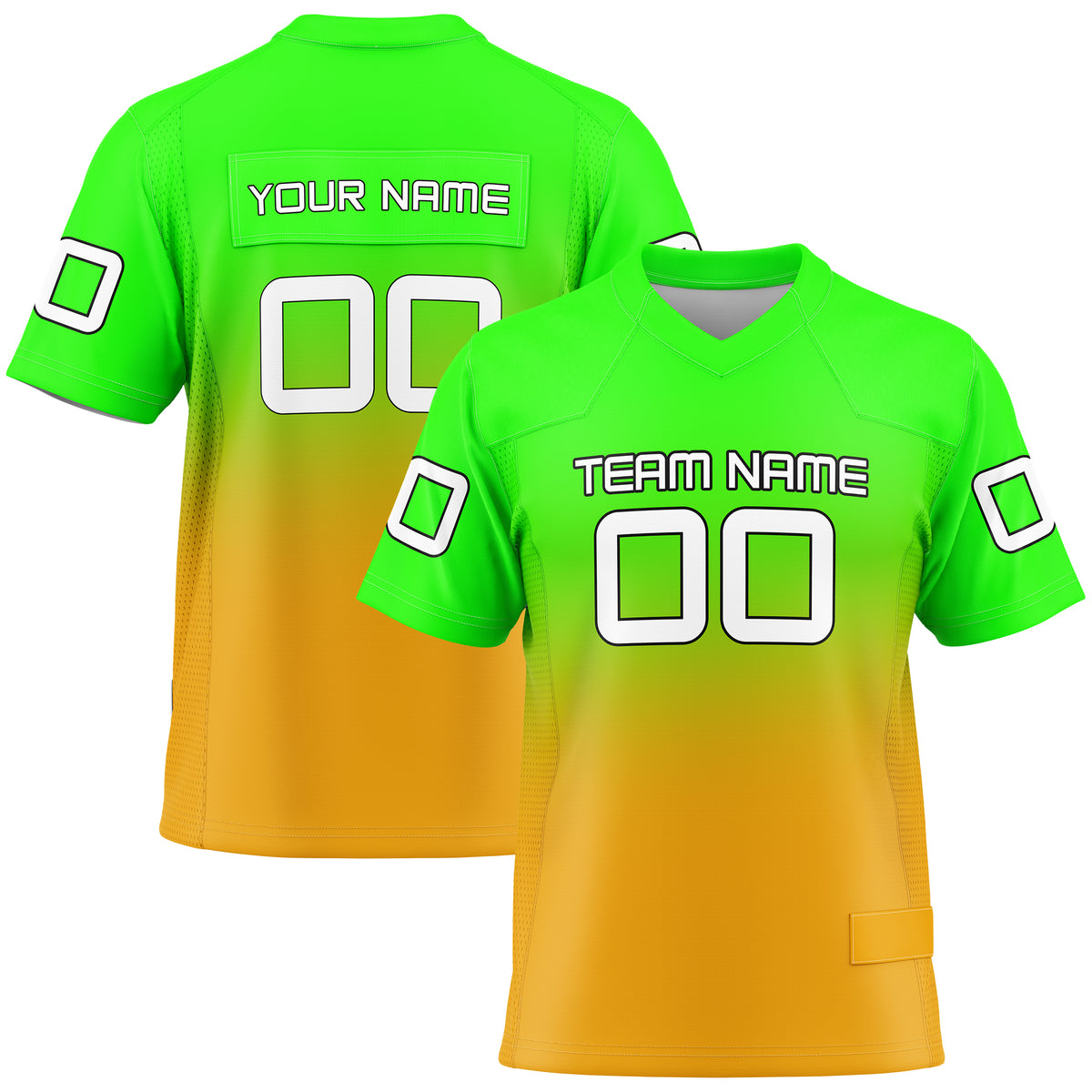 Custom Elite Neon Green Gradient Mesh Authentic Football Jersey