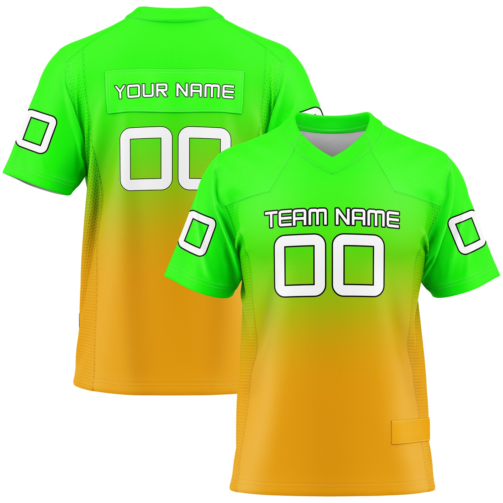 Custom Elite Neon Green Gradient Mesh Authentic Football Jersey
