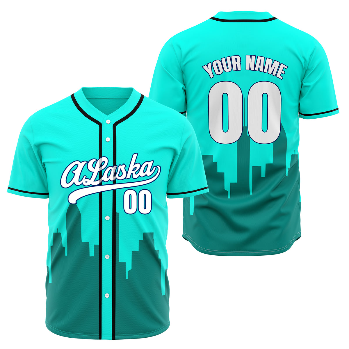 Custom City Horizon Aqua Baseball Sports Jersey Personalized Uniform with Name &amp; Number