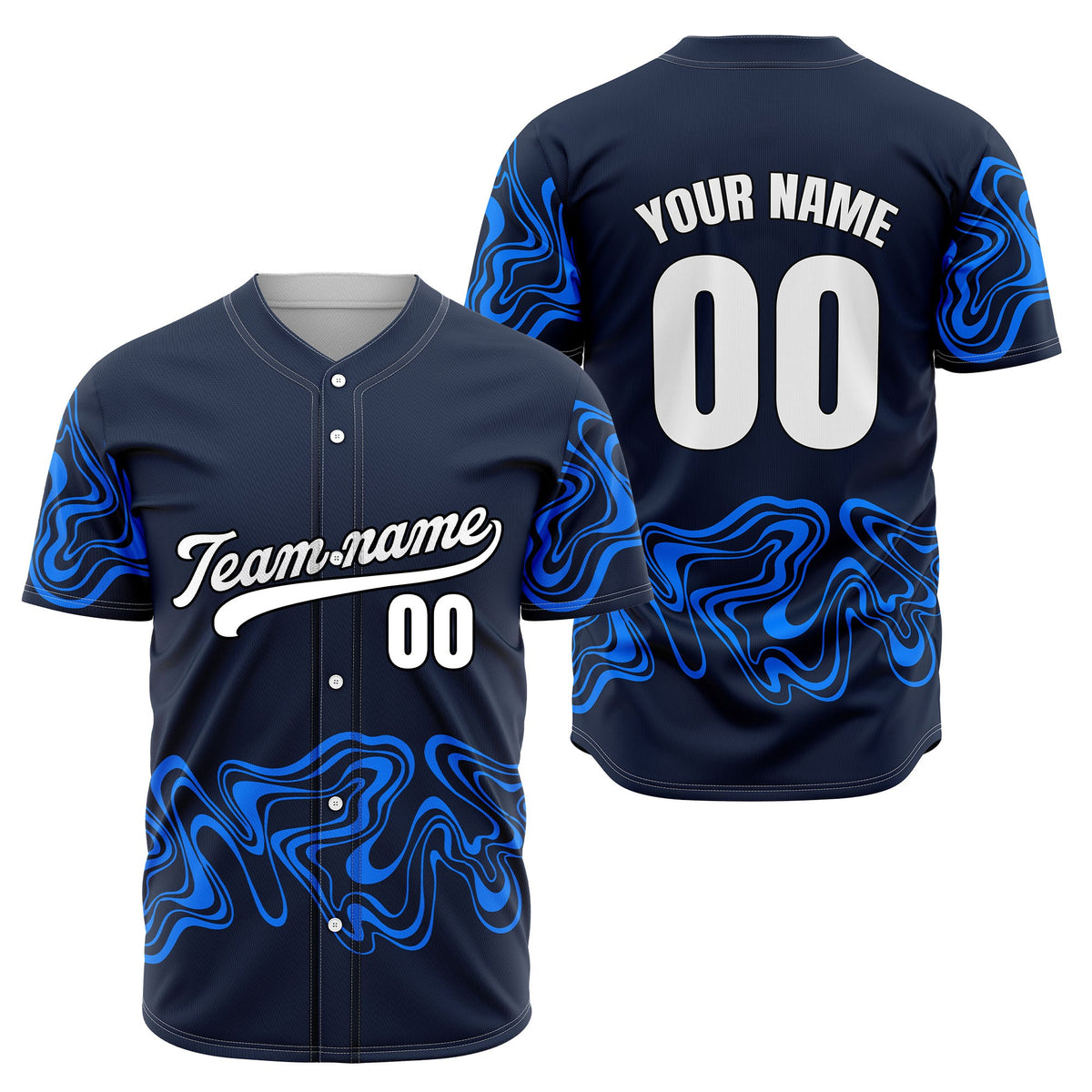 Custom Teal Baseball Wave Sports Jersey Personalized Uniform with Name & Number