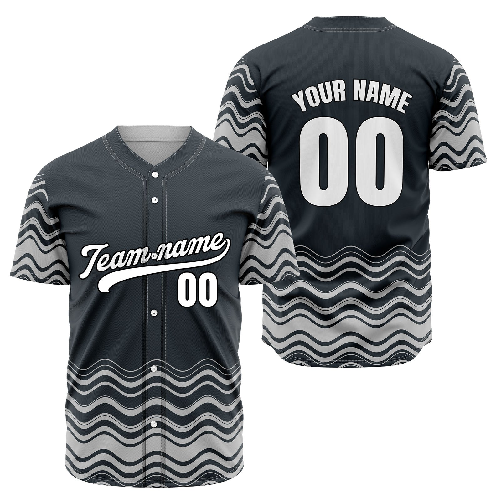 Custom Wave Grey Baseball Sports Jerseys Personalized Uniform with Name & Number