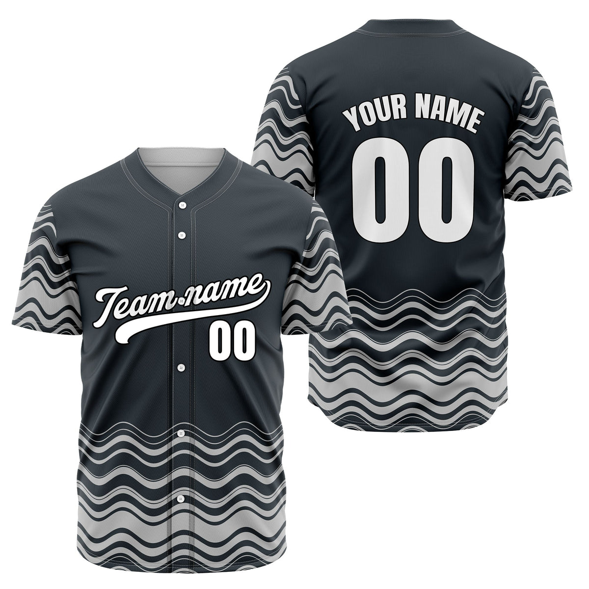 Custom Teal Baseball Wave Sports Jersey Personalized Uniform with Name & Number