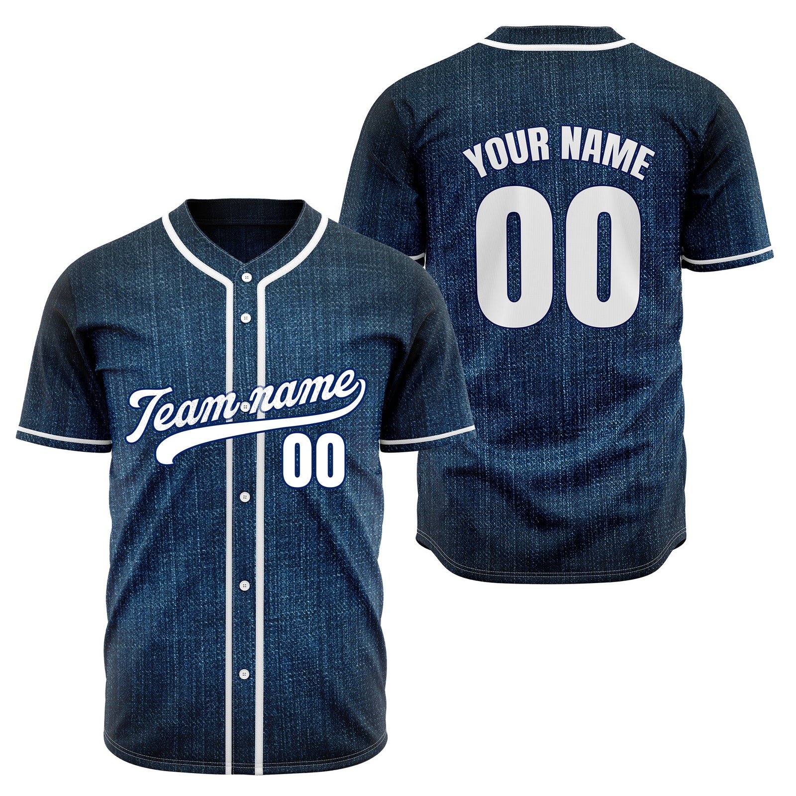 Custom Dugout Denim Baseball Sports Jersey Personalized Uniform with Name & Number