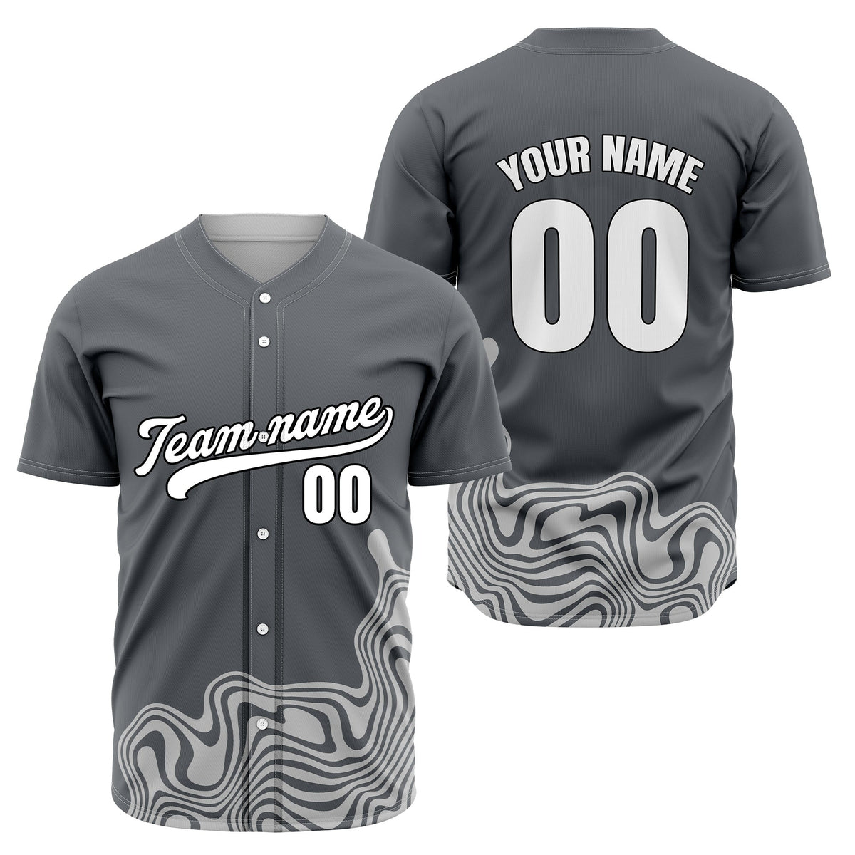 Custom White Baseball Wave Sports Jersey Personalized Uniform with Name & Number