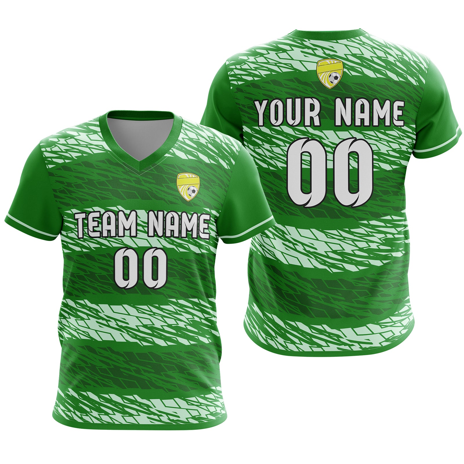 Custom Flare Strike V-Full Pattern Yellow Soccer sport Tops Jersey