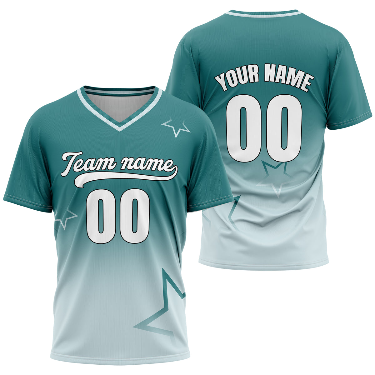 Custom Star Gradient Baseball White Sports Jersey Personalized Uniform with Name & Number