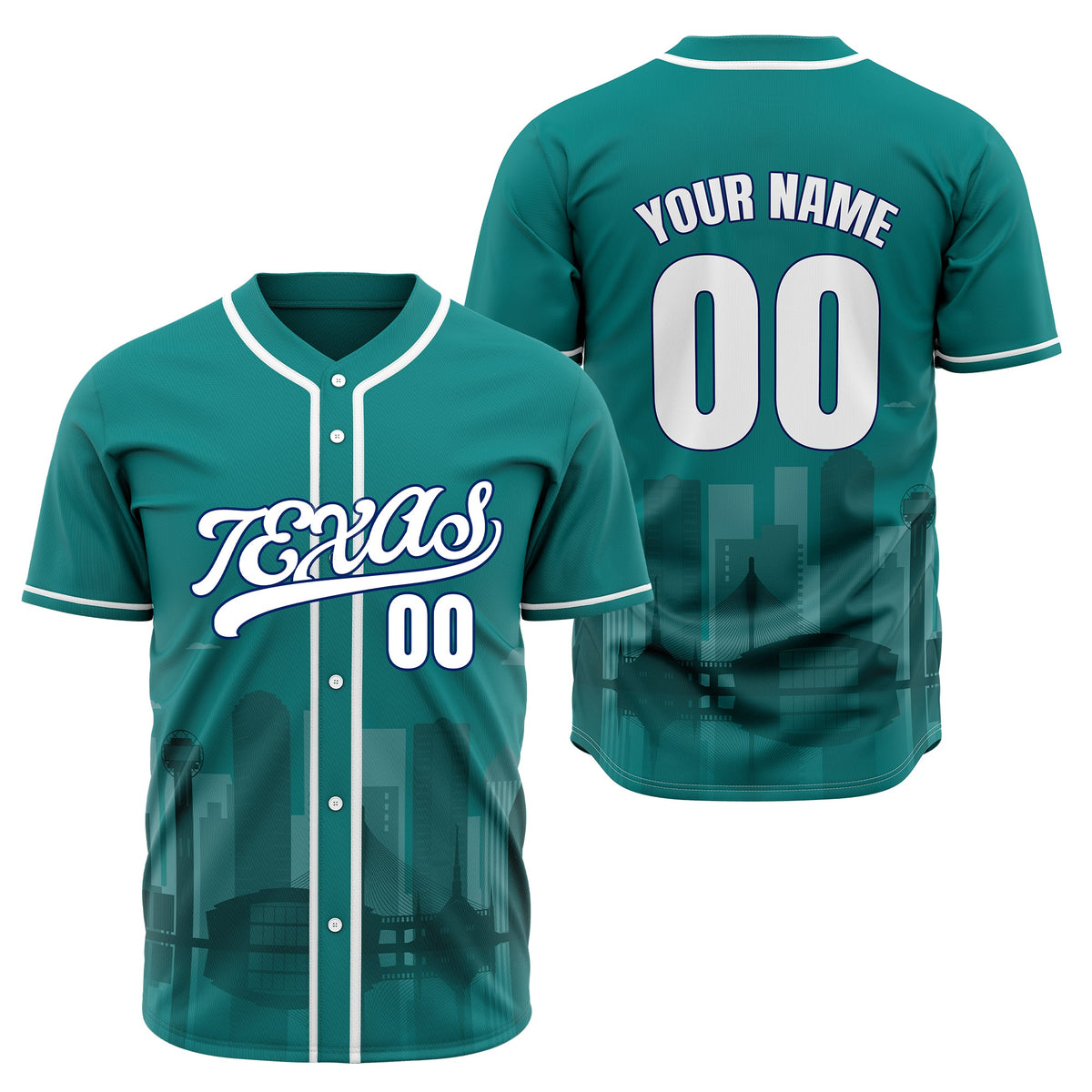 Custom City Lights Aqua Baseball Sports Jersey Personalized Uniform with Name & Number