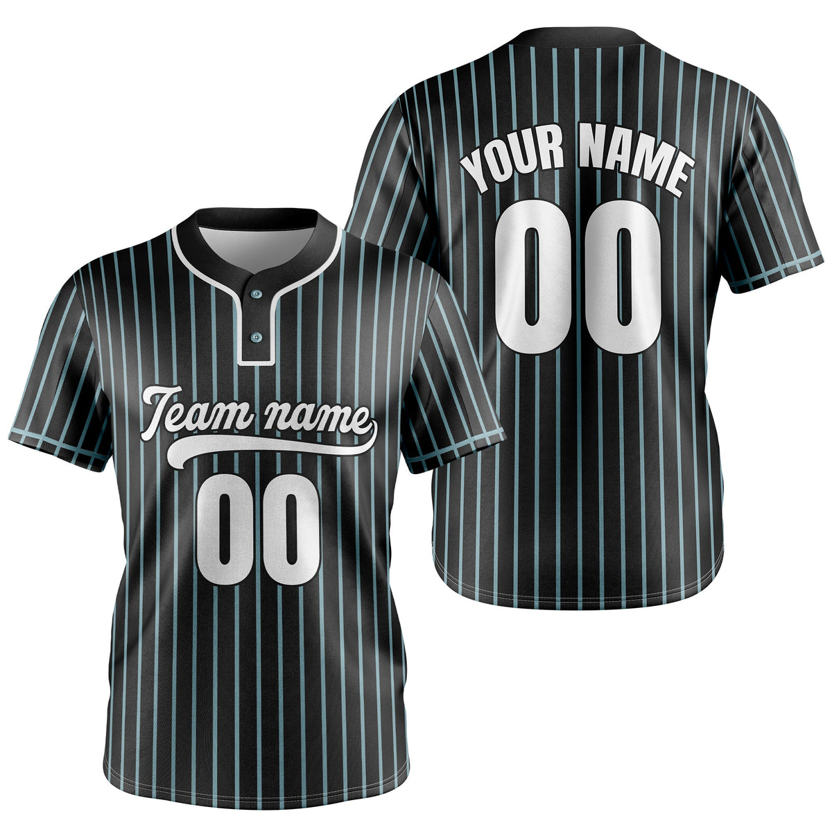 Custom Pinstripe Baseball Aqua Sports Jersey Personalized Uniform with Name & Number