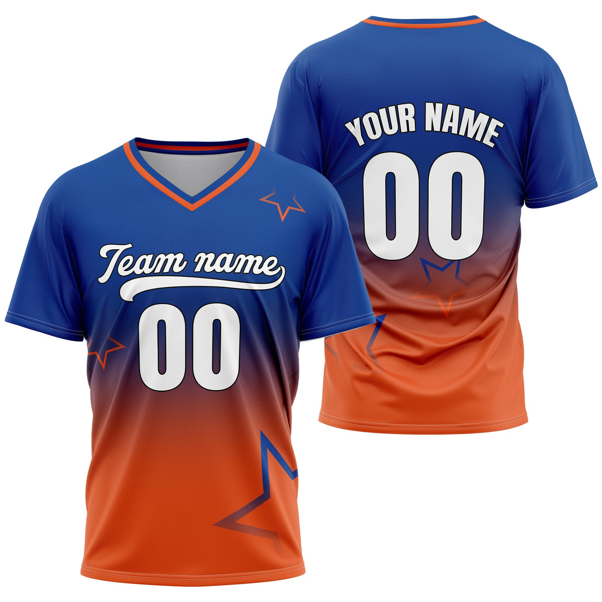 Custom Star Gradient Baseball Aqua Sports Jersey Personalized Uniform with Name & Number