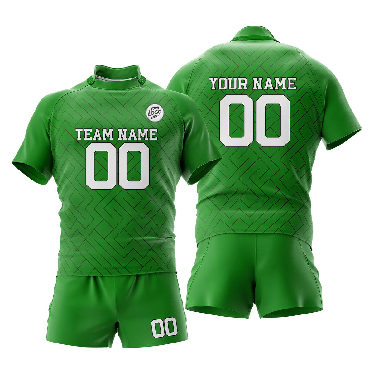 Custom Personalized D5 Abstract Pattern Rugby Jersey with Name, Number & Team Logo