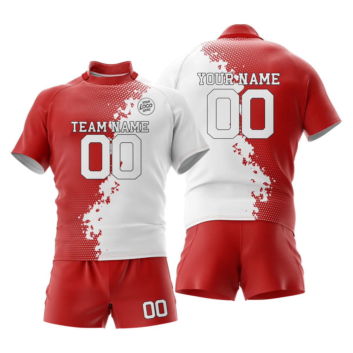Custom Personalized D1 Split Fashion Rugby Jersey with Name, Number & Team Logo