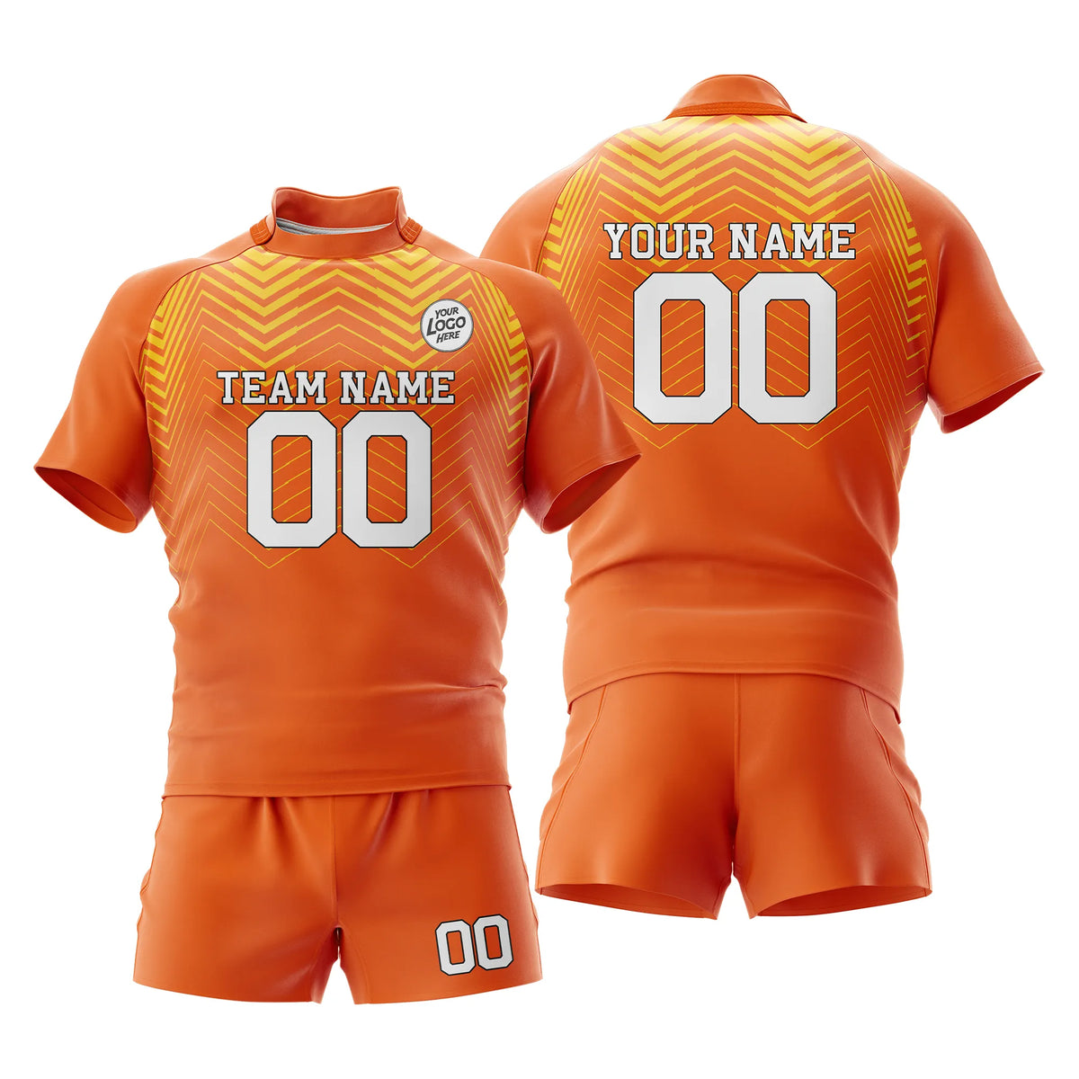 Custom Personalized D4 Color Block Rugby Jersey with Name, Number & Team Logo