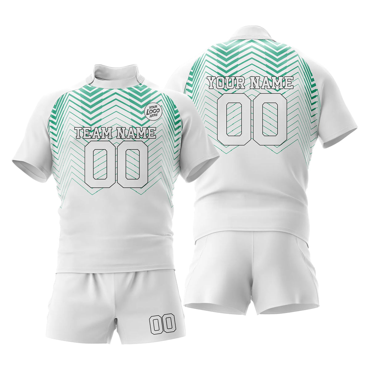 Custom Personalized D4 Color Block Rugby Jersey with Name, Number & Team Logo