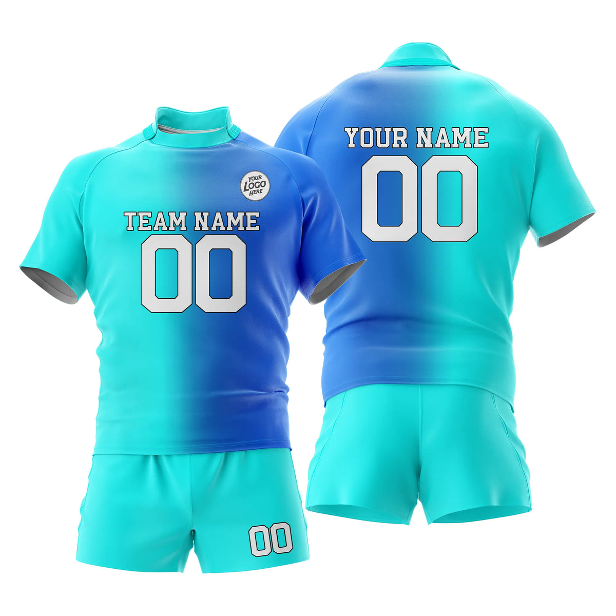 Custom Personalized D2 Gradient Fashion Rugby Jersey with Name, Number & Team Logo