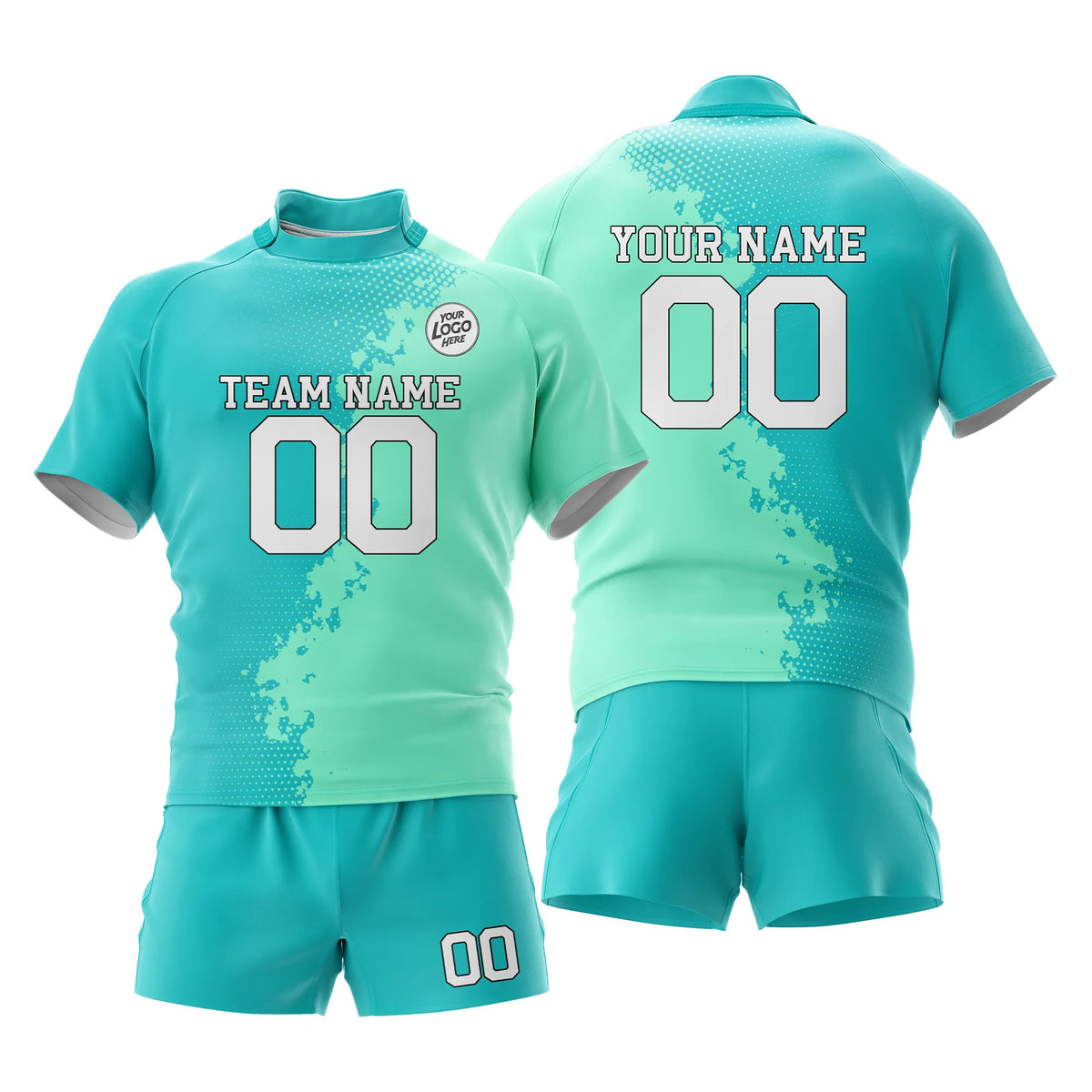 Custom Personalized D1 Split Fashion Rugby Jersey with Name, Number & Team Logo