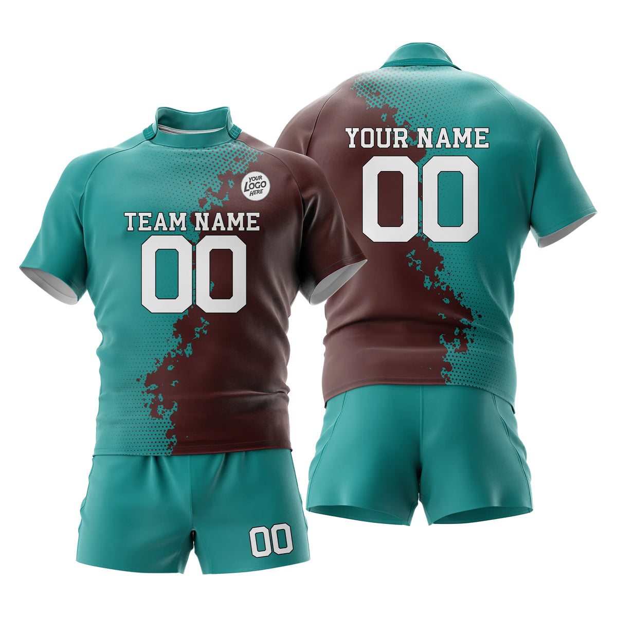 Custom Personalized D1 Split Fashion Rugby Jersey with Name, Number & Team Logo