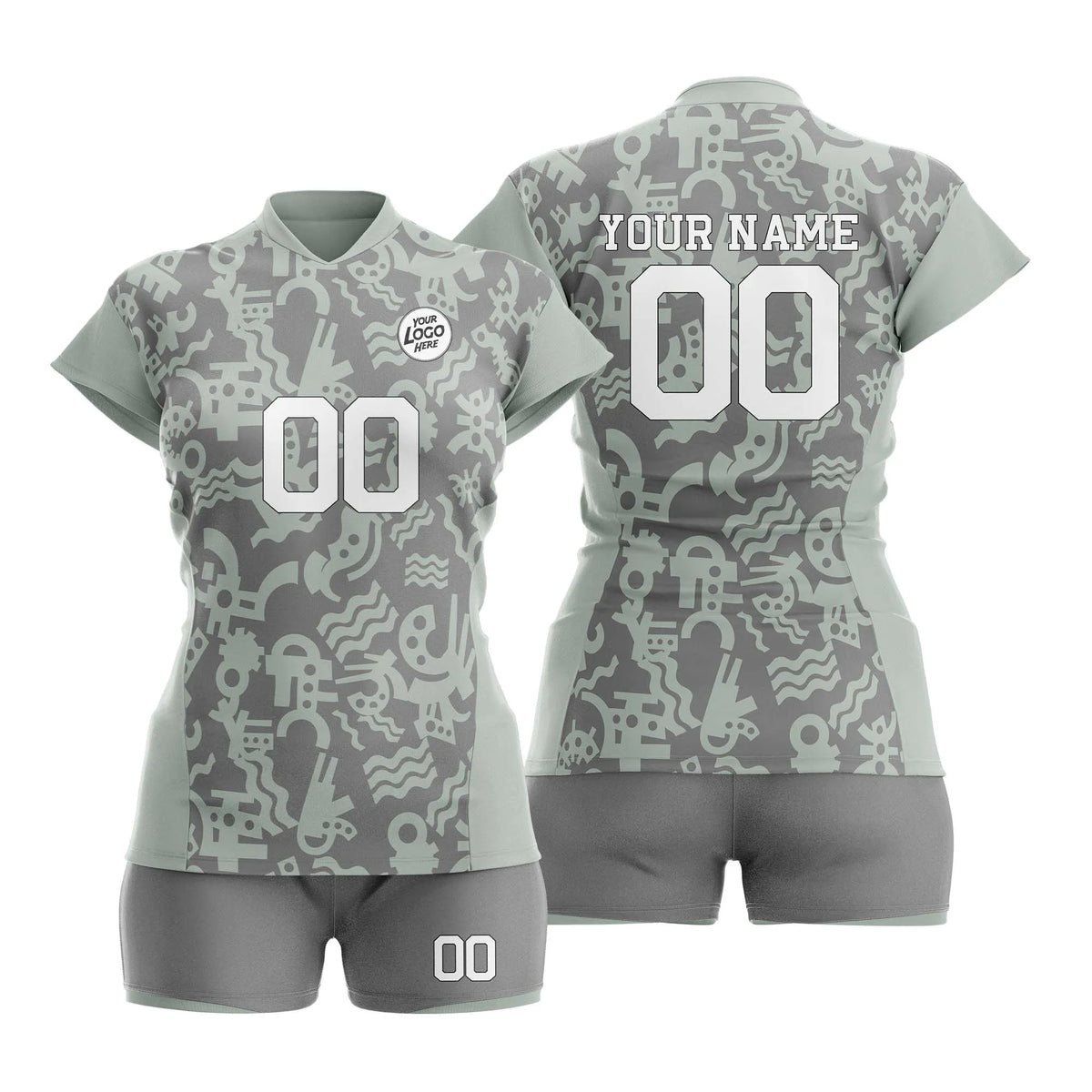 Custom Personalized D4 Graffiti Pattern Volleyball Jersey with Name, Number & Team Logo