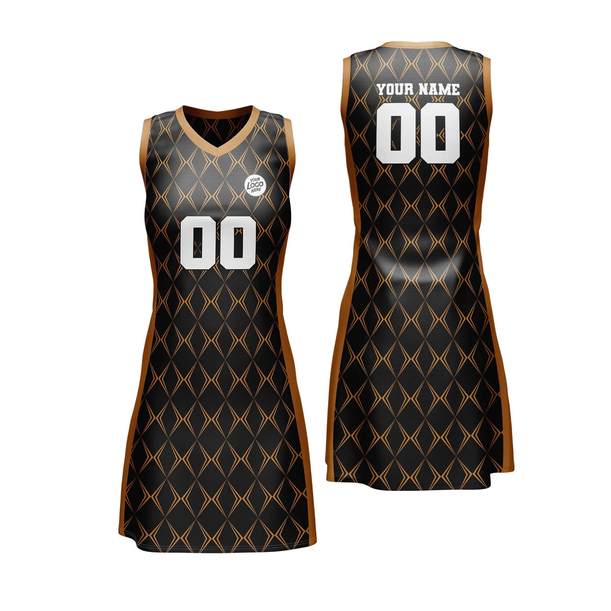 Custom Personalized D5 Rhombus Pattern Netball Jersey with Name, Number & Team Logo