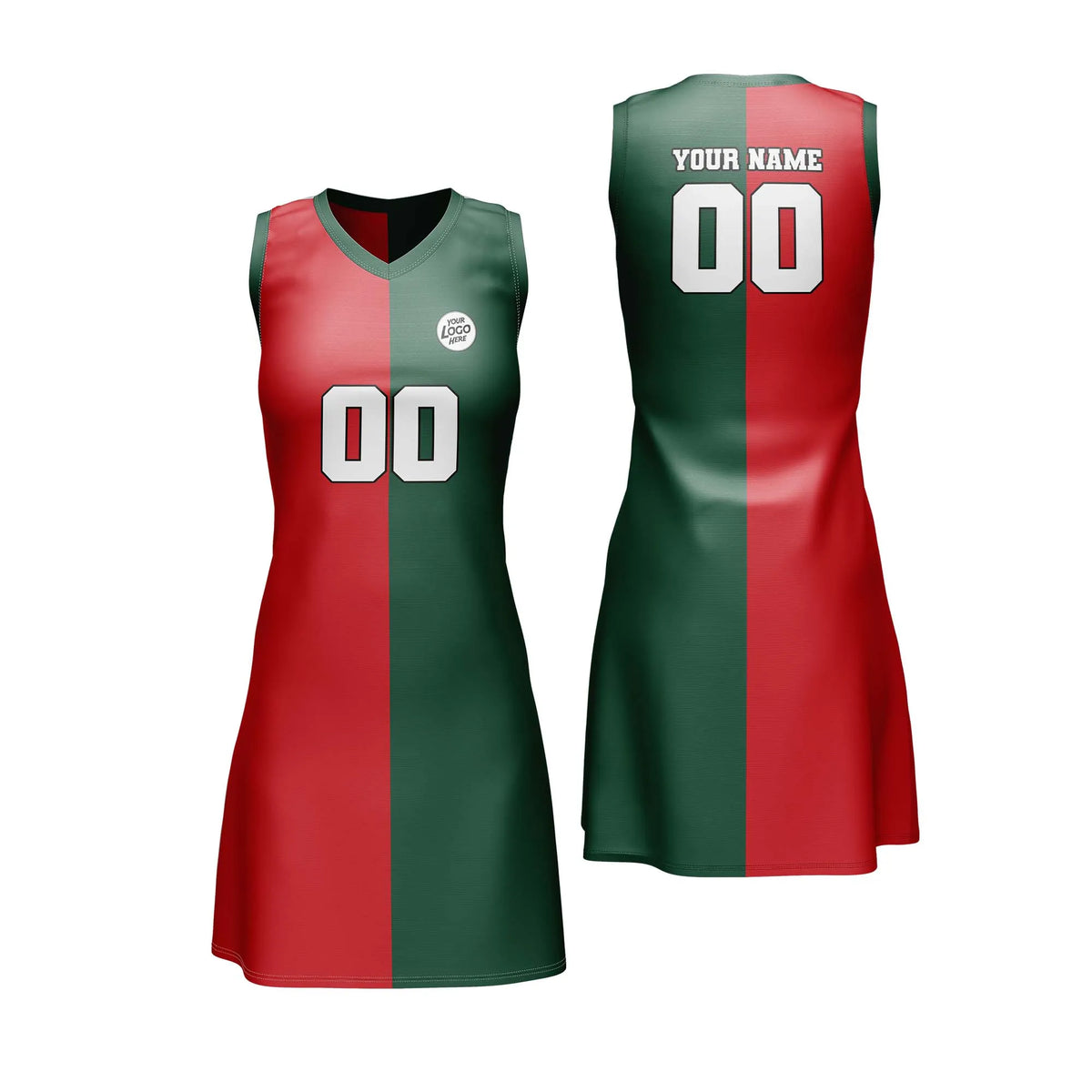 Custom Personalized D2 Split Fashion Netball Jersey with Name, Number & Team Logo