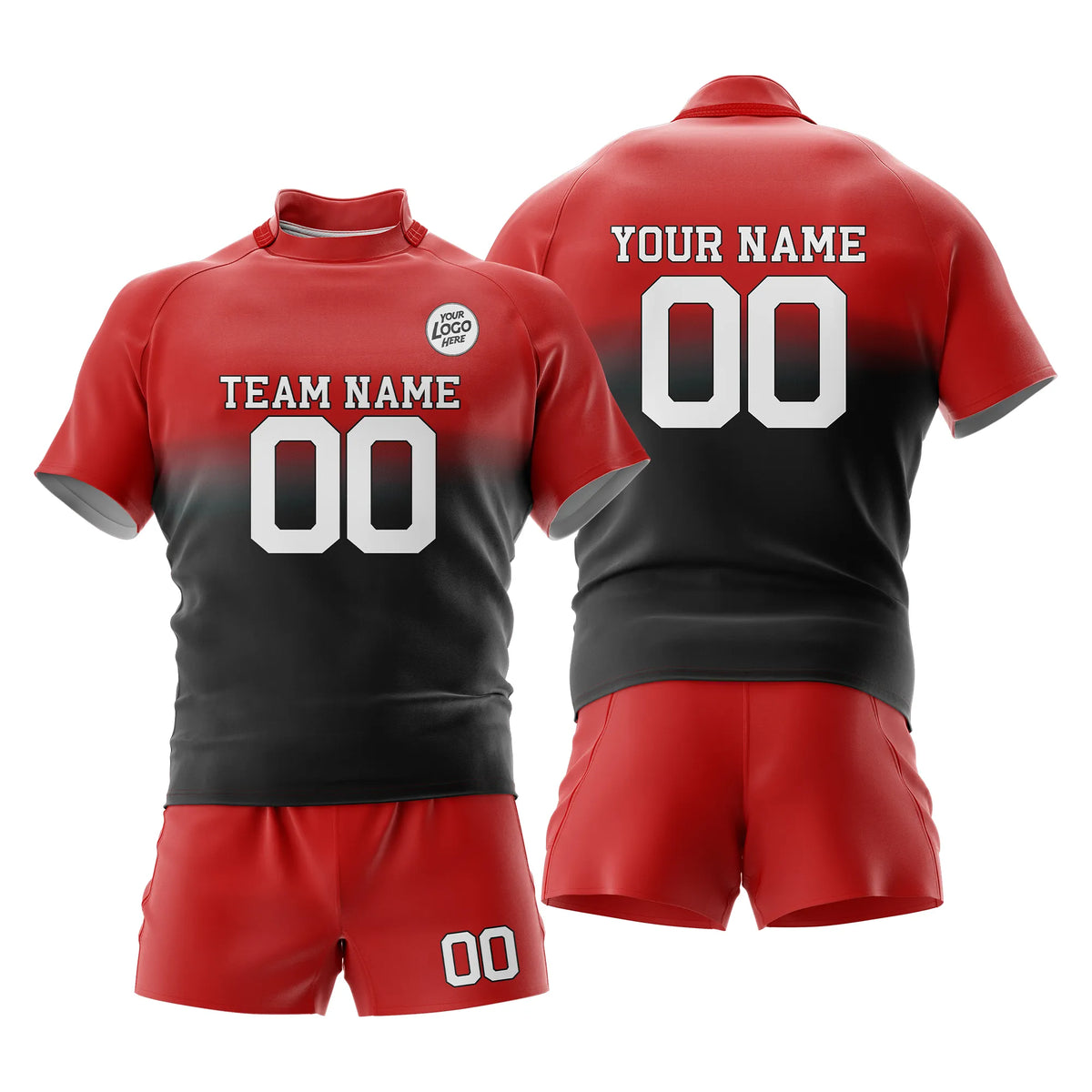 Custom Personalized D1 Gradient Fashion Rugby Jersey with Name, Number & Team Logo