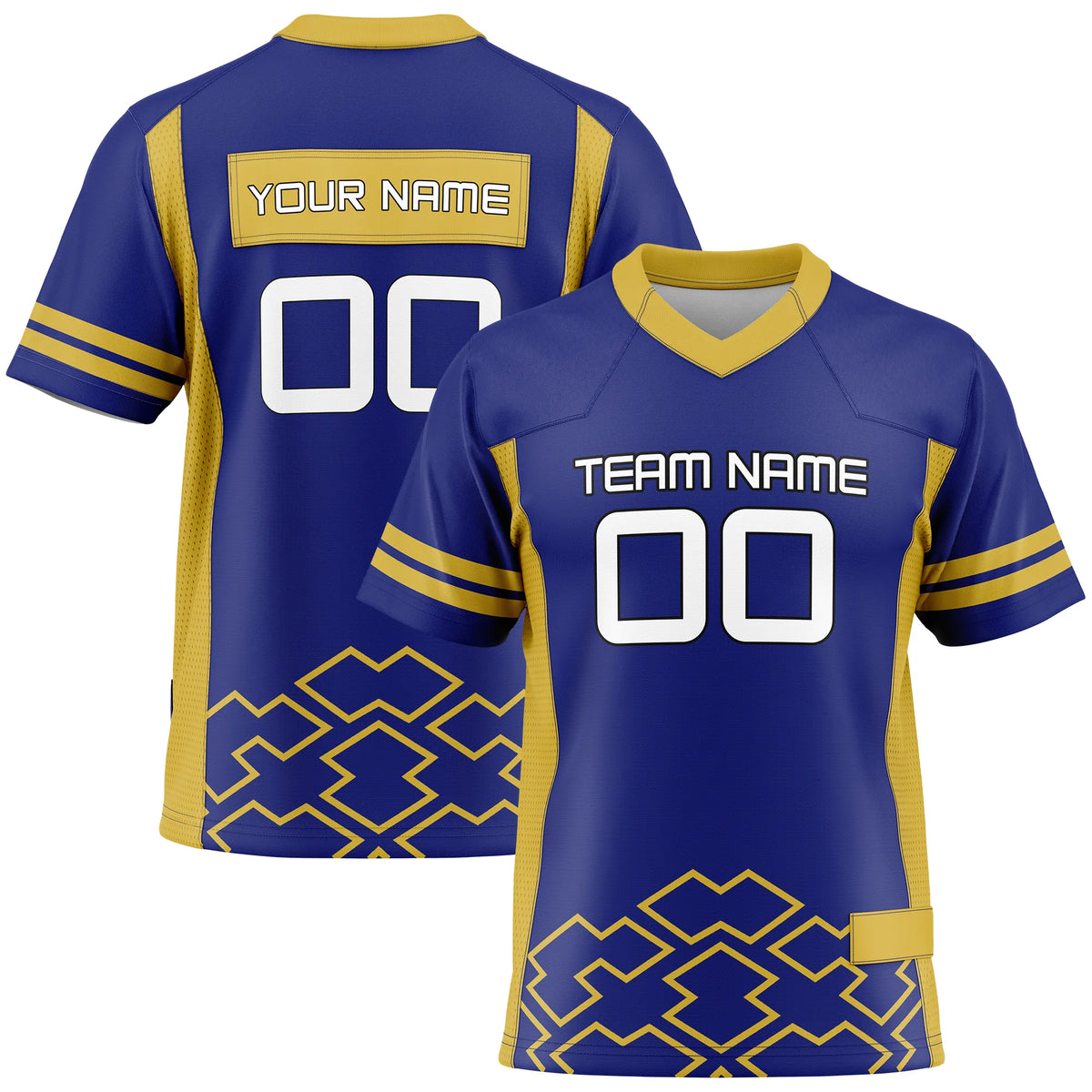 Custom Personalized D2 Color Block Flag Football Jersey with Name, Number & Team Logo