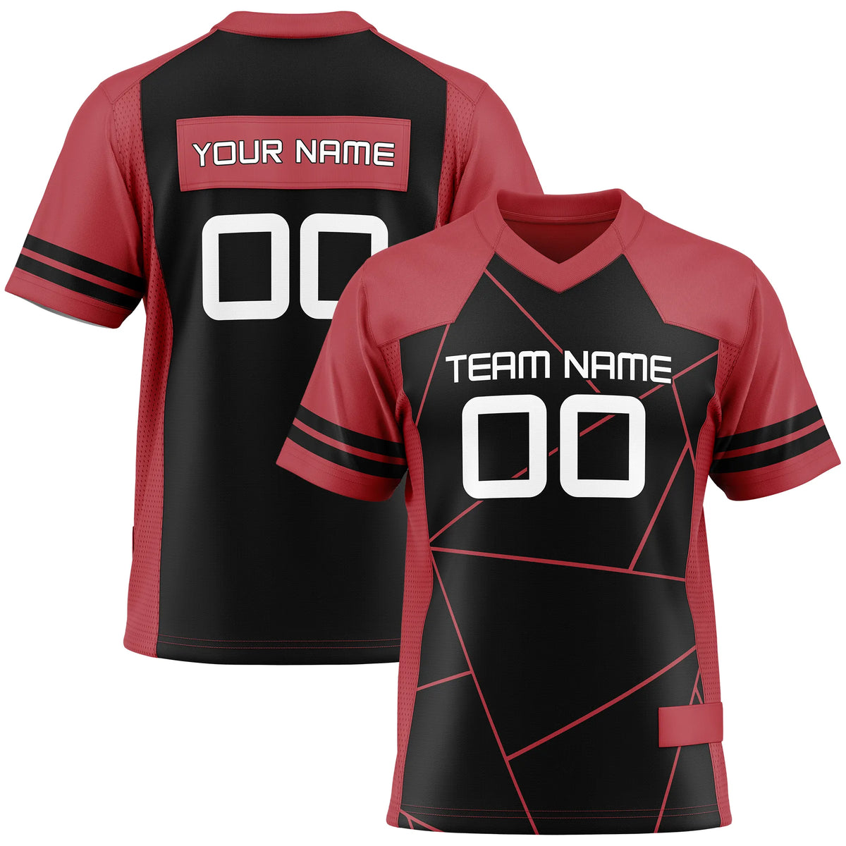 Custom Personalized D3 Color Block Flag Football Jersey with Name, Number & Team Logo