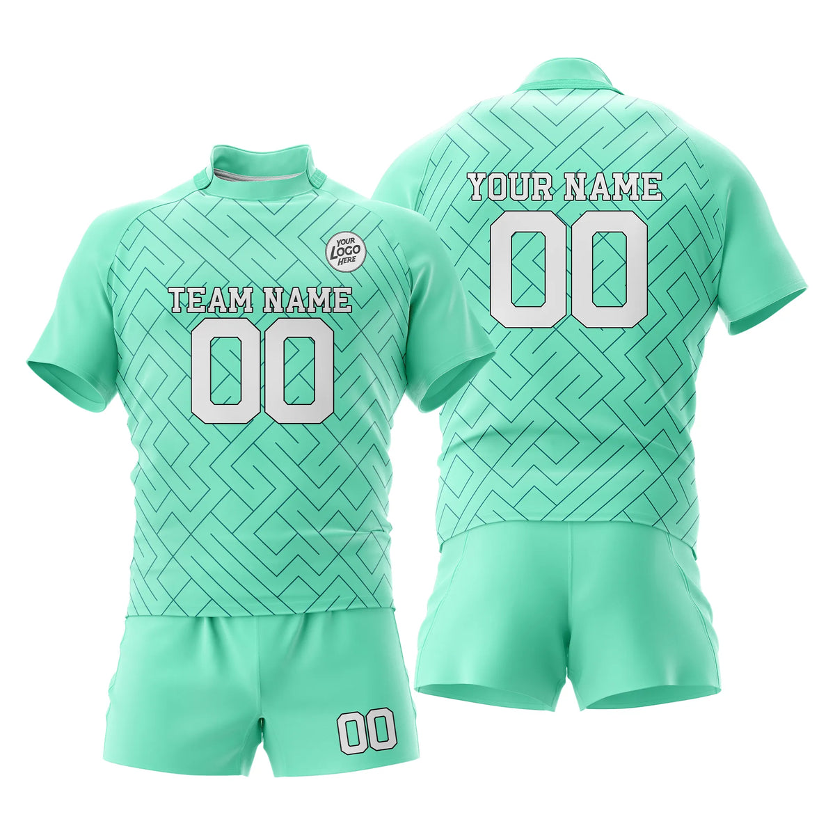 Custom Personalized D5 Abstract Pattern Rugby Jersey with Name, Number & Team Logo