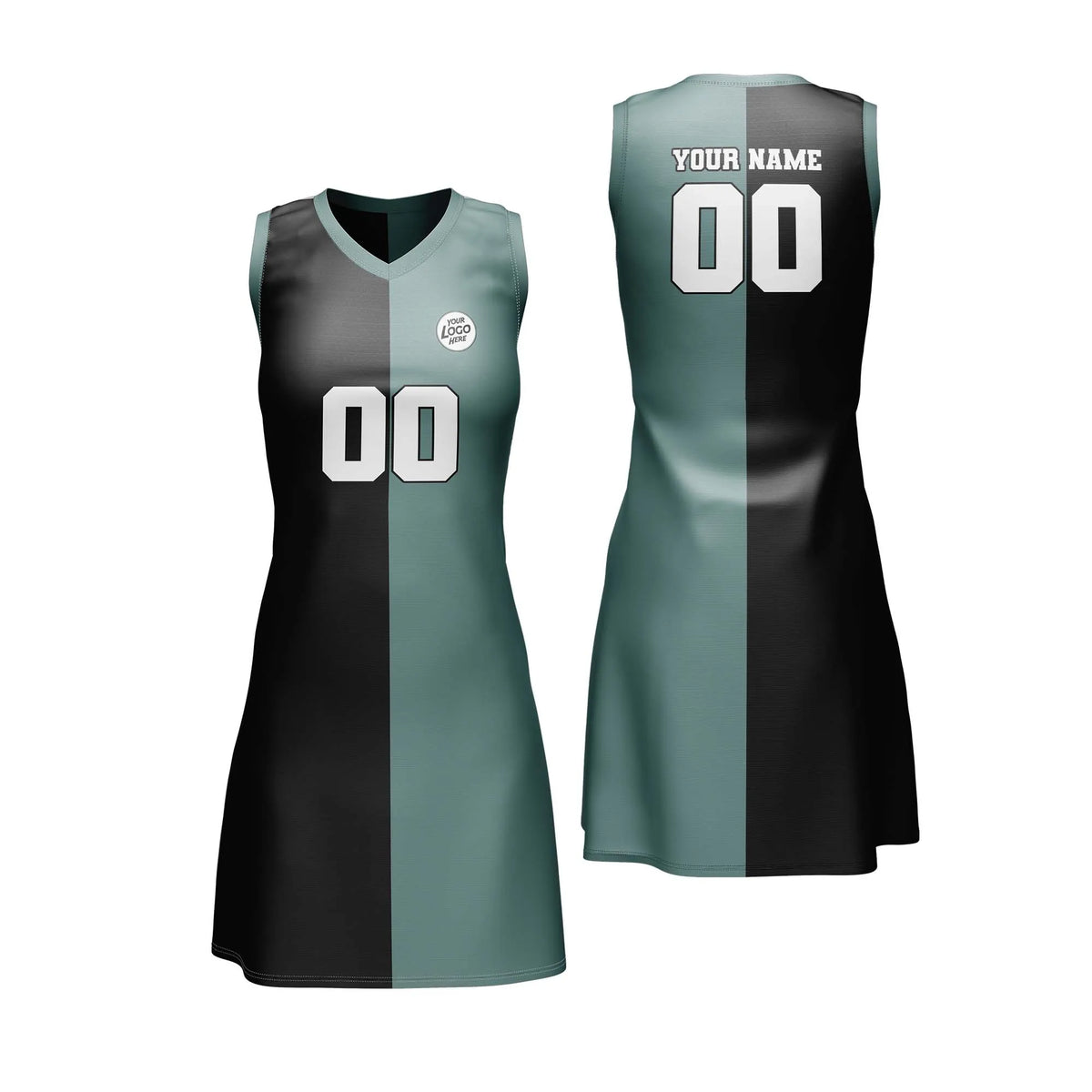 Custom Personalized D2 Split Fashion Netball Jersey with Name, Number & Team Logo
