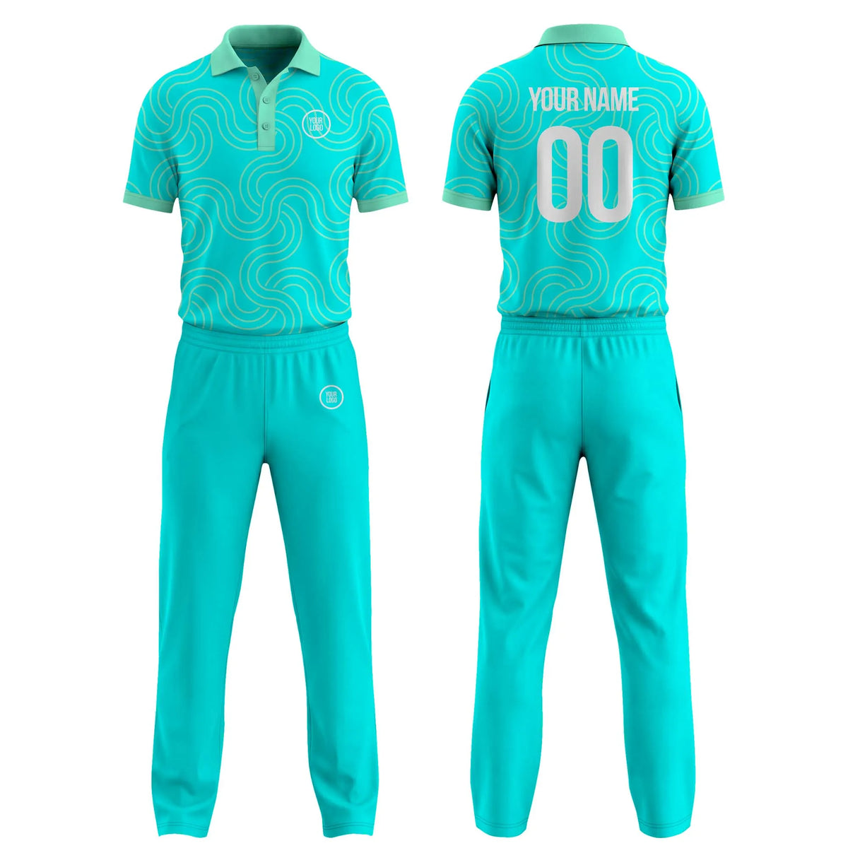 Custom Personalized D4 Abstract Pattern Cricket Kit with Name, Number & Team Logo