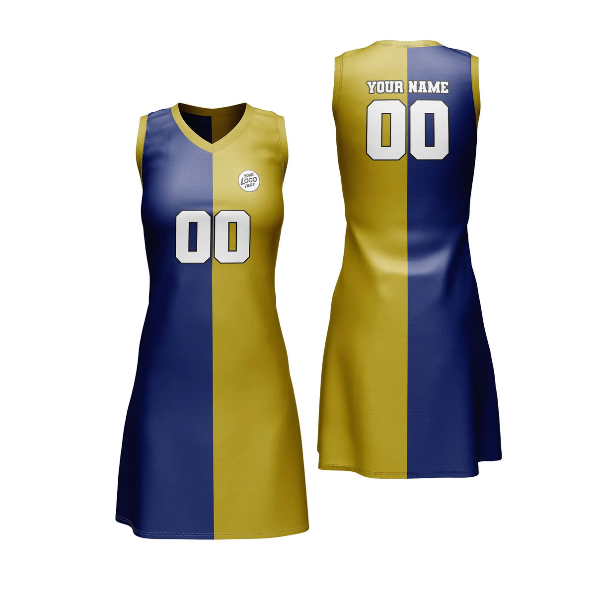 Custom Personalized D2 Split Fashion Netball Jersey with Name, Number & Team Logo