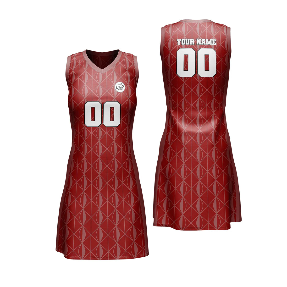 Custom Personalized D1 Rhombus Pattern Netball Jersey with Name, Number & Team Logo