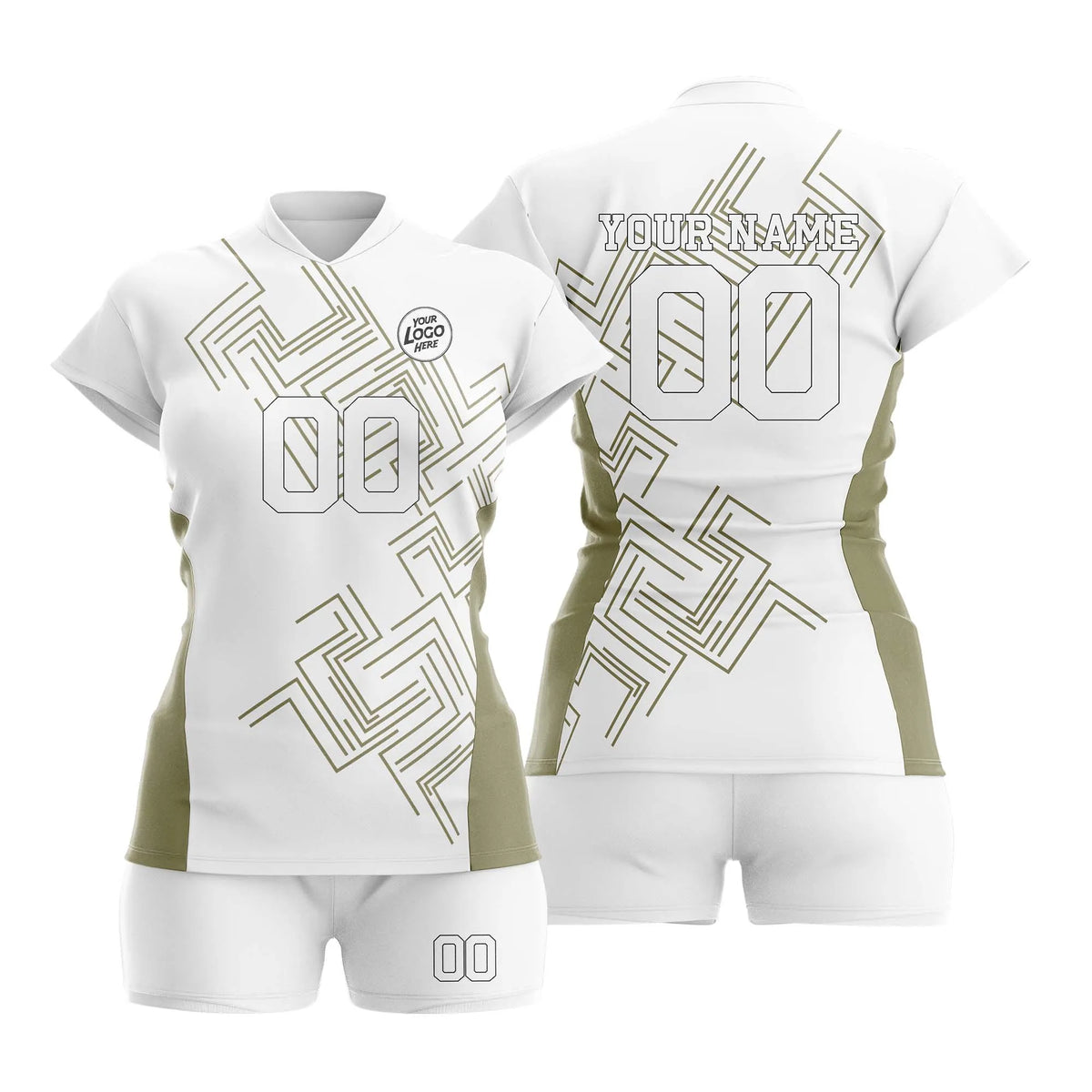Custom Personalized D4 Abstract Pattern Volleyball Jersey with Name, Number & Team Logo