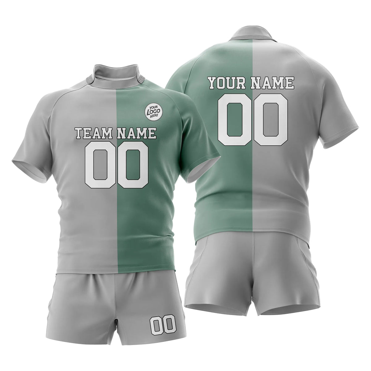 Custom Personalized D2 Split Fashion Rugby Jersey with Name, Number & Team Logo