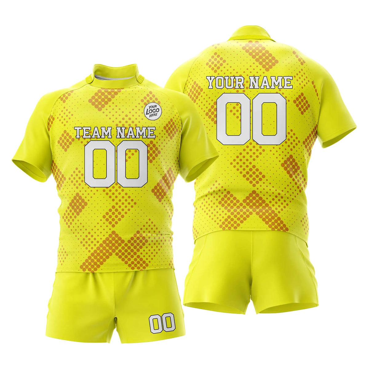 Custom Personalized D4 Full Pattern Rugby Jersey with Name, Number & Team Logo