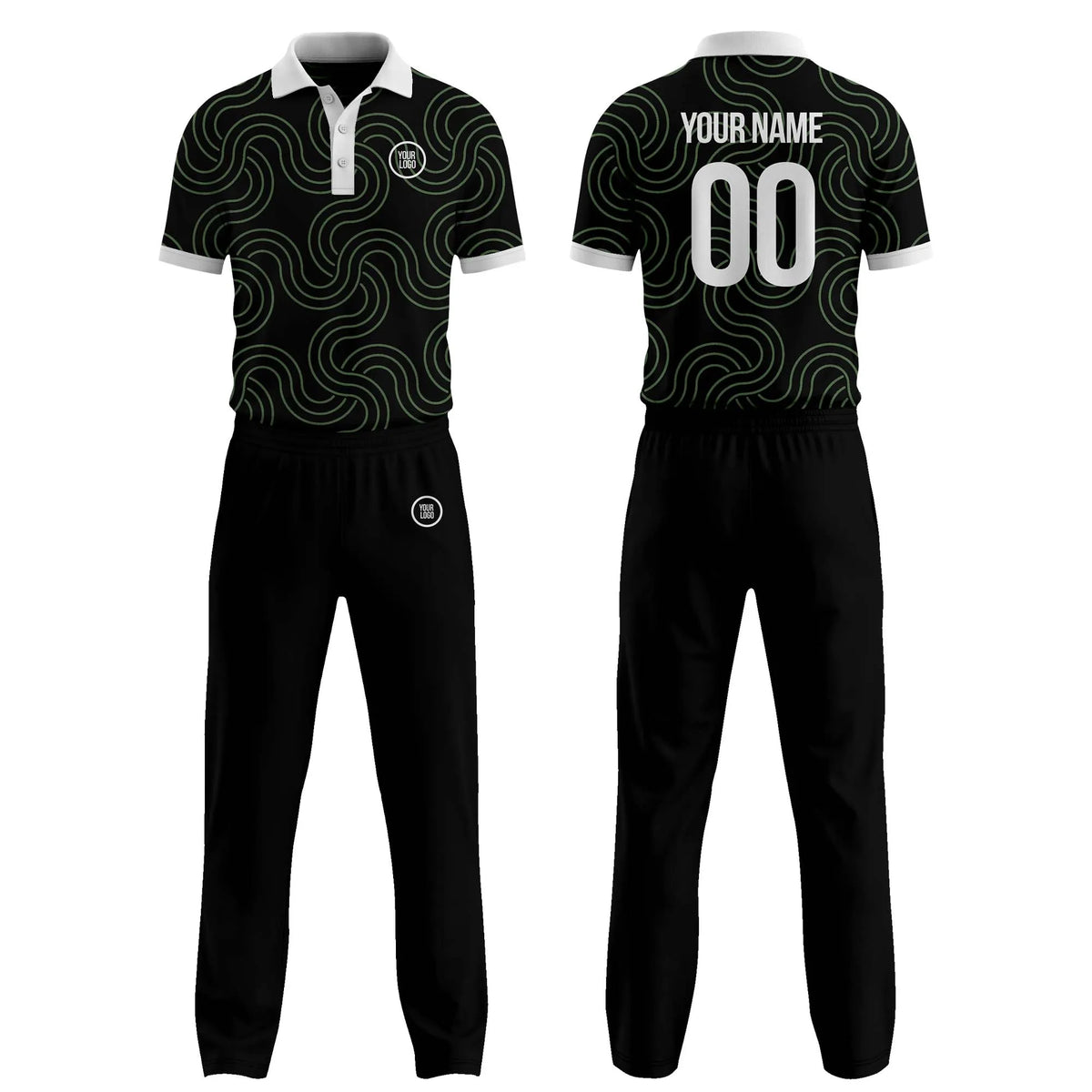 Custom Personalized D4 Abstract Pattern Cricket Kit with Name, Number & Team Logo