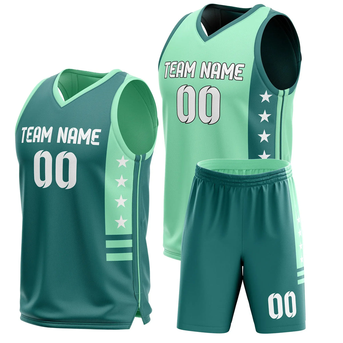 Custom Side Star Reversible Sports Jersey Personalized Uniform with Name & Number