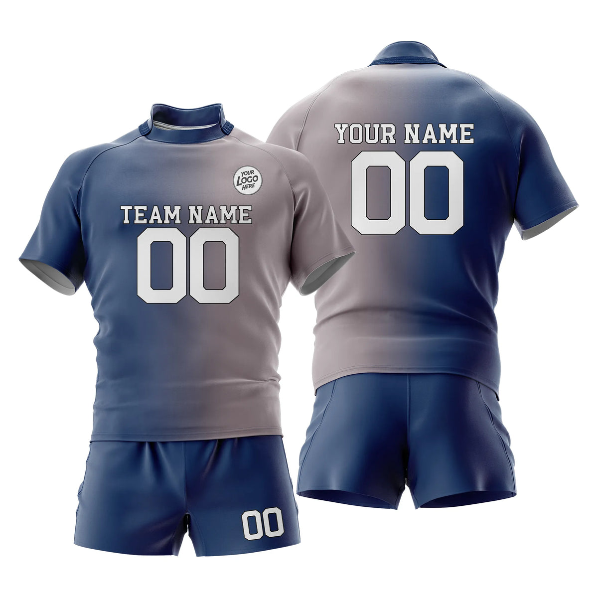 Custom Personalized D2 Gradient Fashion Rugby Jersey with Name, Number & Team Logo