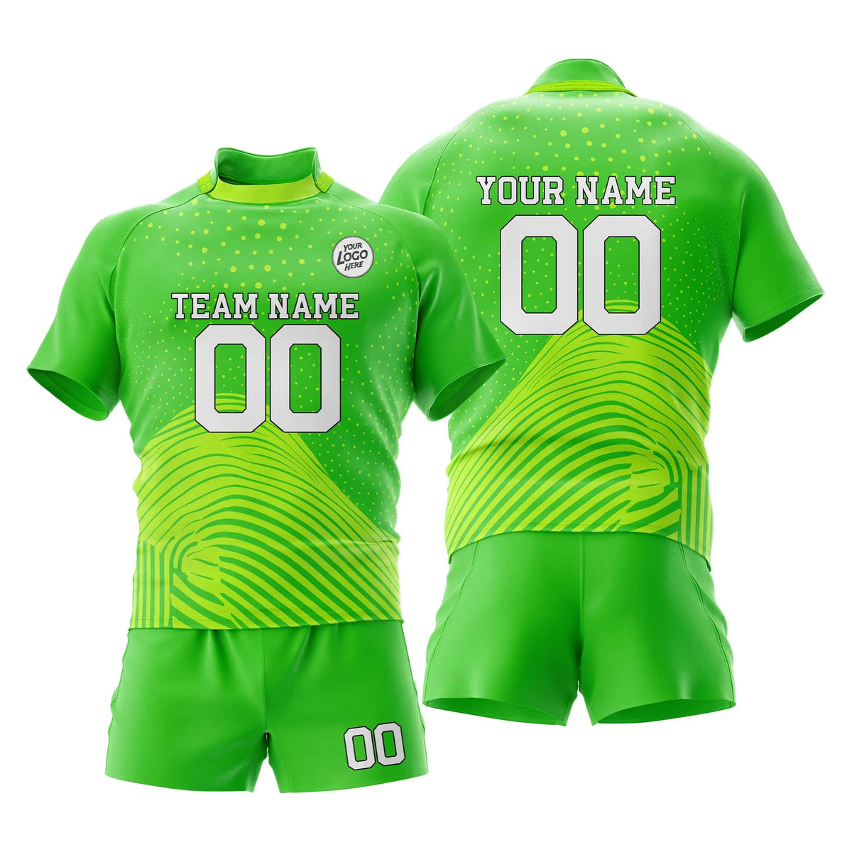 Custom Personalized D3 Abstract Pattern Rugby Jersey with Name, Number & Team Logo