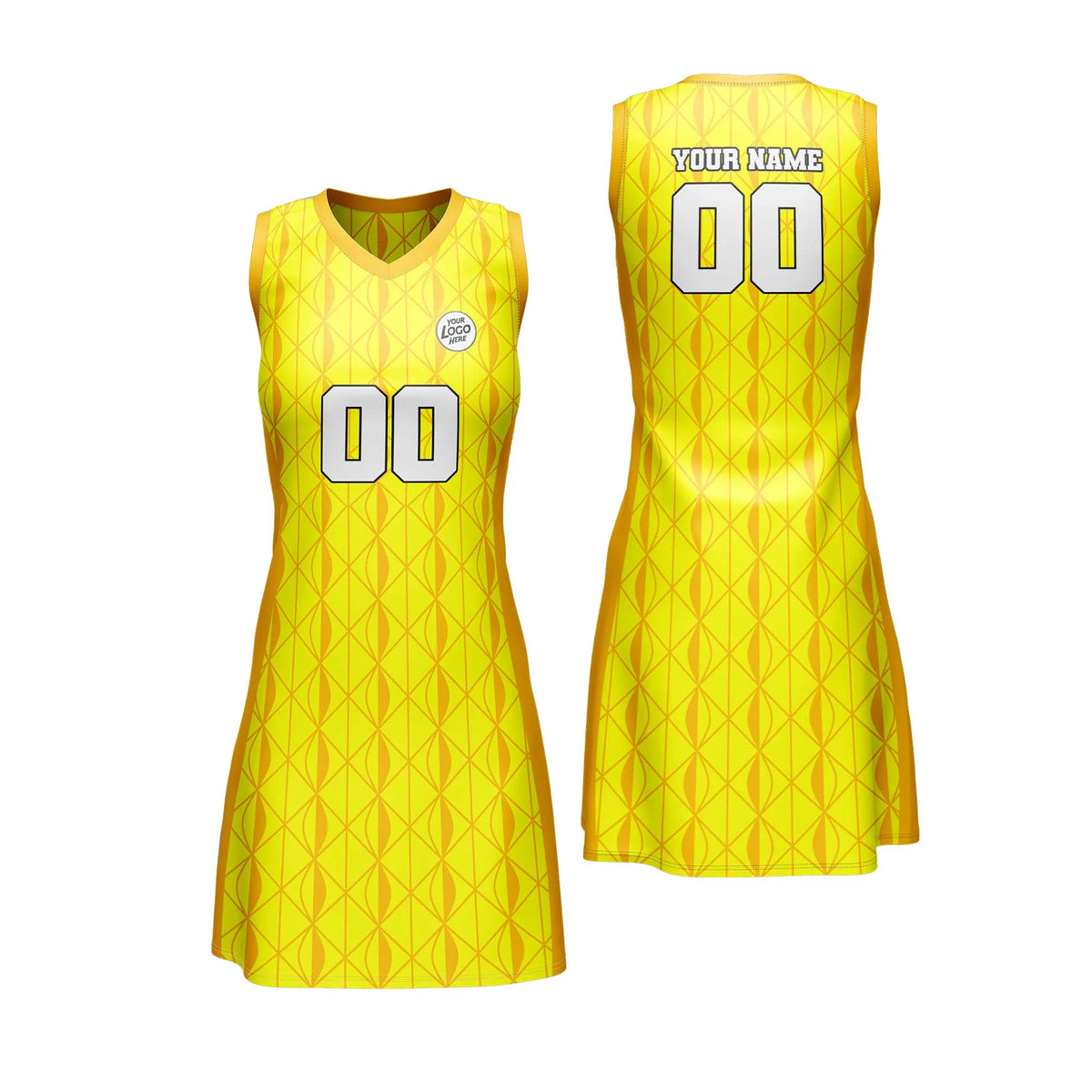 Custom Personalized D1 Rhombus Pattern Netball Jersey with Name, Number & Team Logo