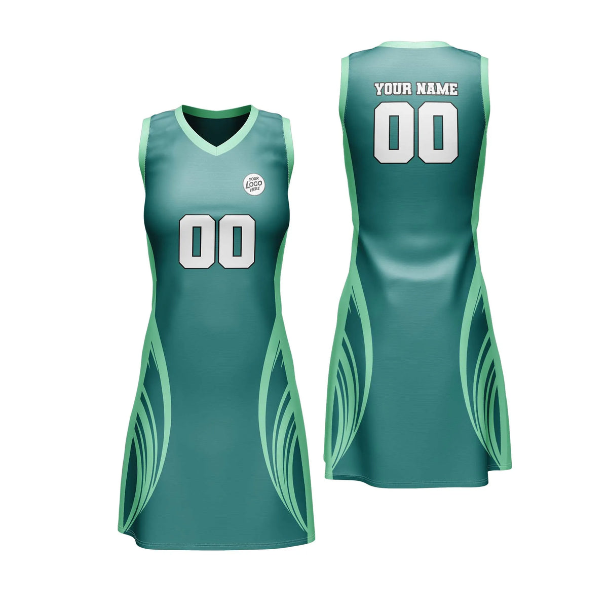 Custom Personalized D4 Abstract Pattern Netball Jersey with Name, Number & Team Logo