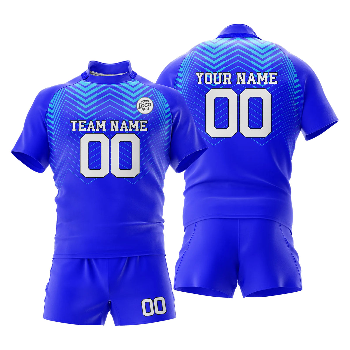 Custom Personalized D4 Color Block Rugby Jersey with Name, Number & Team Logo