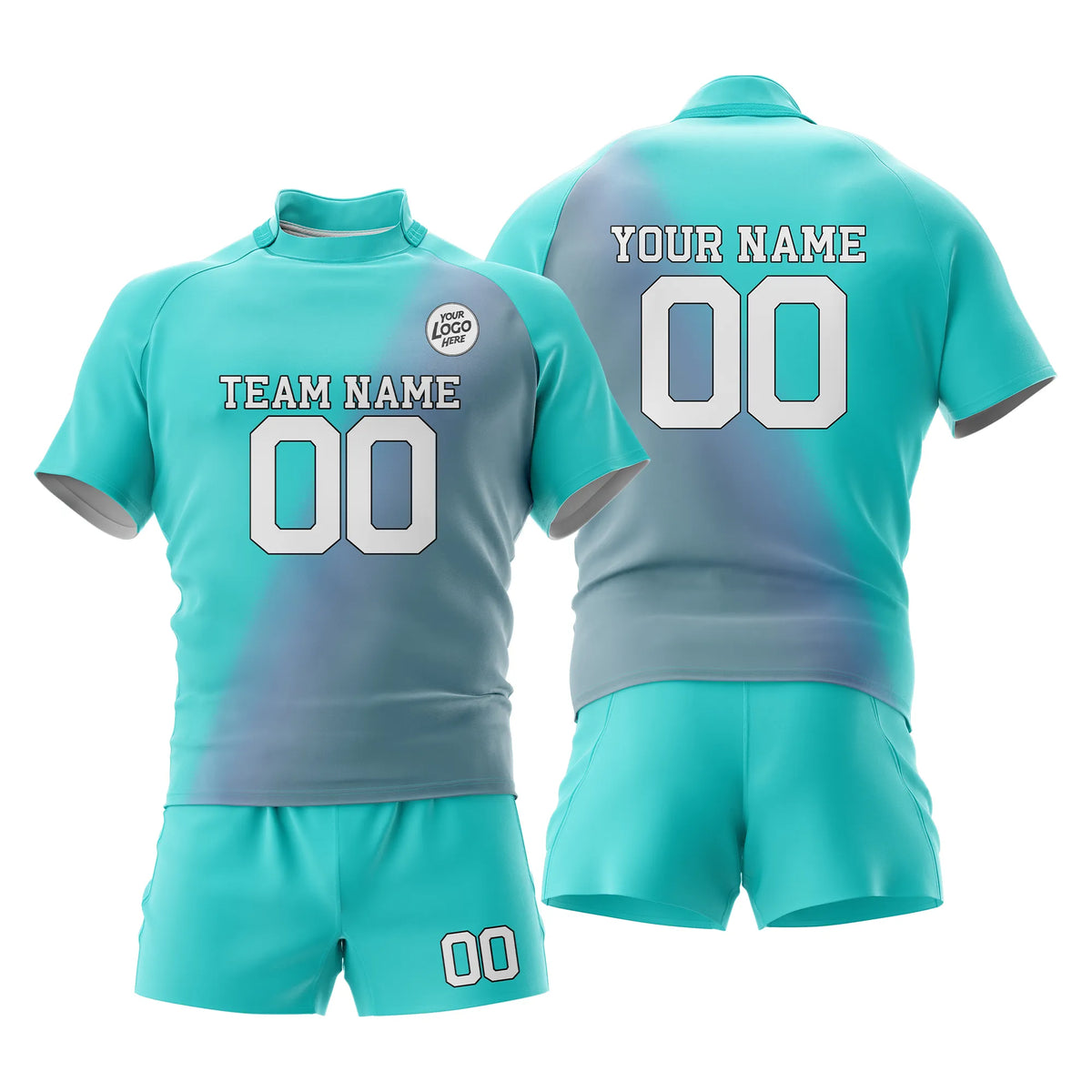 Custom Personalized D3 Gradient Fashion Rugby Jersey with Name, Number & Team Logo