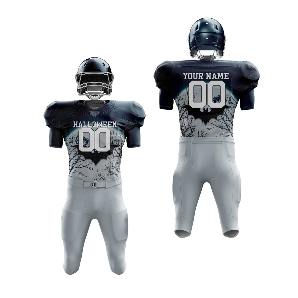 Custom Midnight Bat Halloween American Football Jersey Personalized Uniform with Name &amp; Number